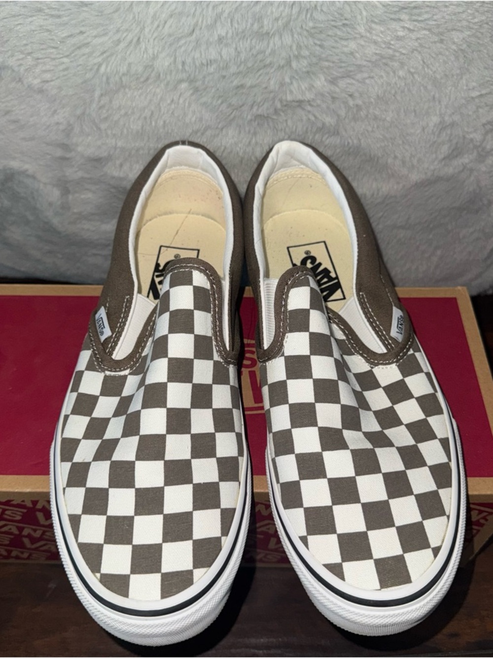 Vans Slip-On Checkerboard in Brown and White